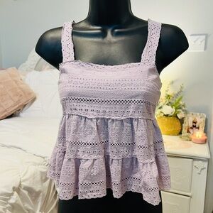Aeropostale Purple Smocked Tiered Tank Top